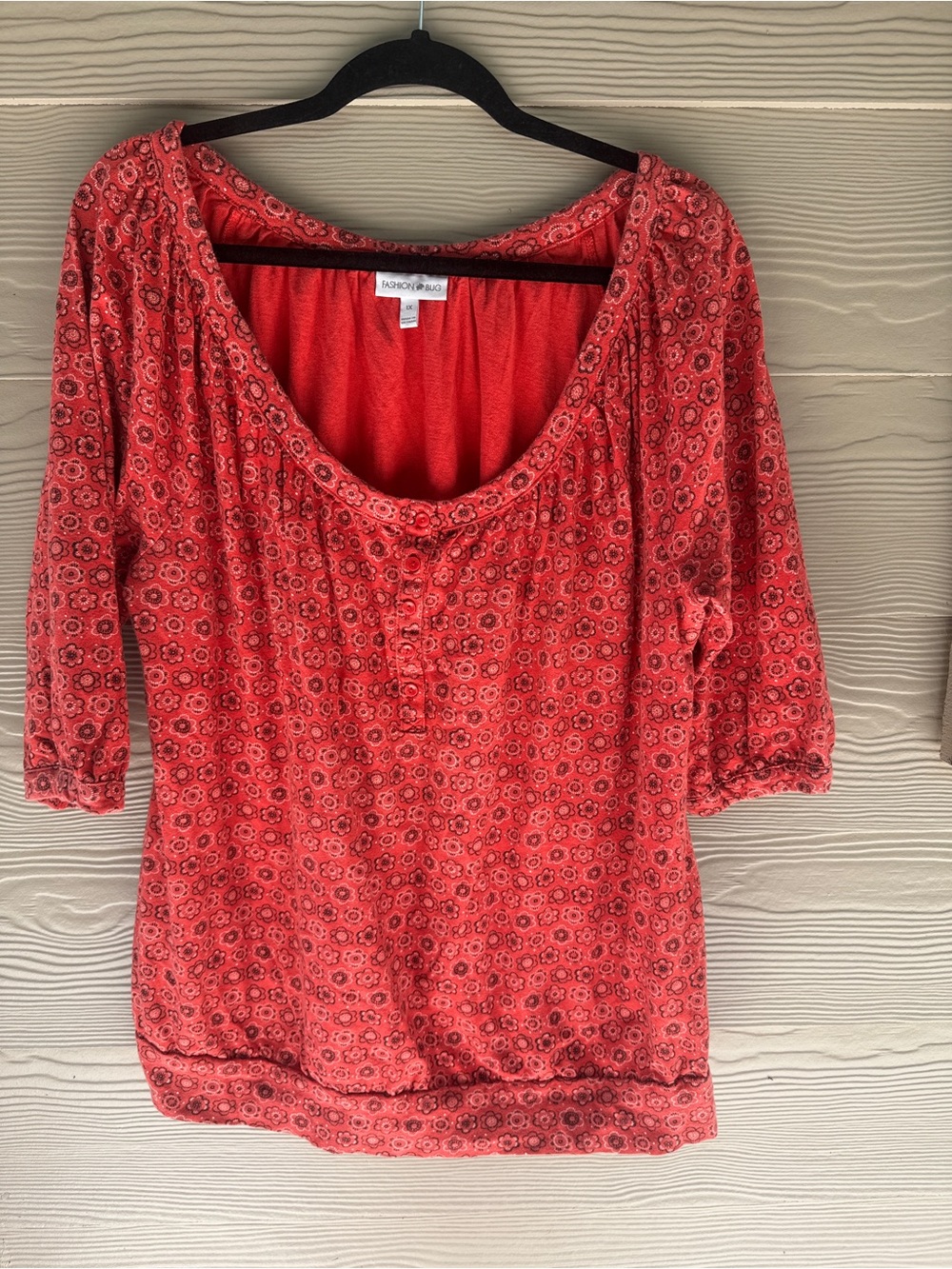 Y2K top Fashion Bug Coral womens 1X Scoop Neck